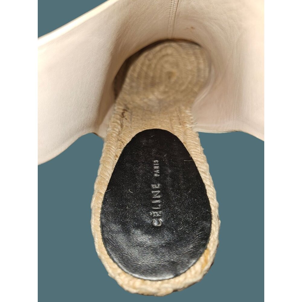 Celine Calfskin Leather Open Toe Wedge Espadrille Sandals Women  EU 36 US 6 - Picture 10 of 16